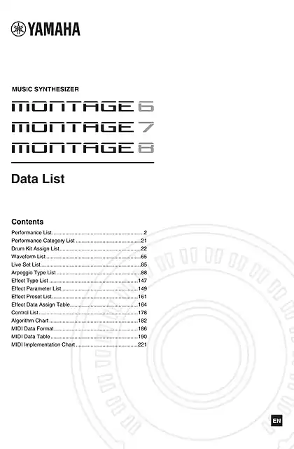 yamaha雅马哈MONTAGE6_7_8 Data List for V2.50